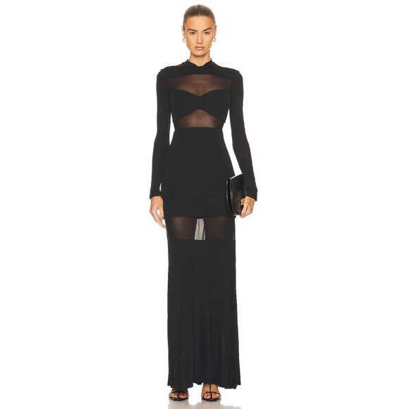 Staud Falcon Dress in Black Long Sleeve - Picture 1 of 3